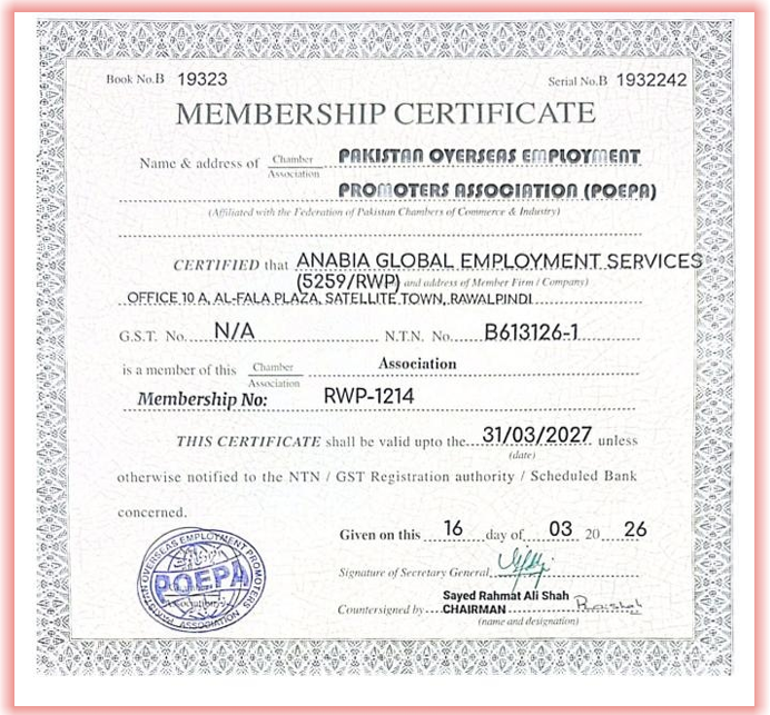 Membership certificate